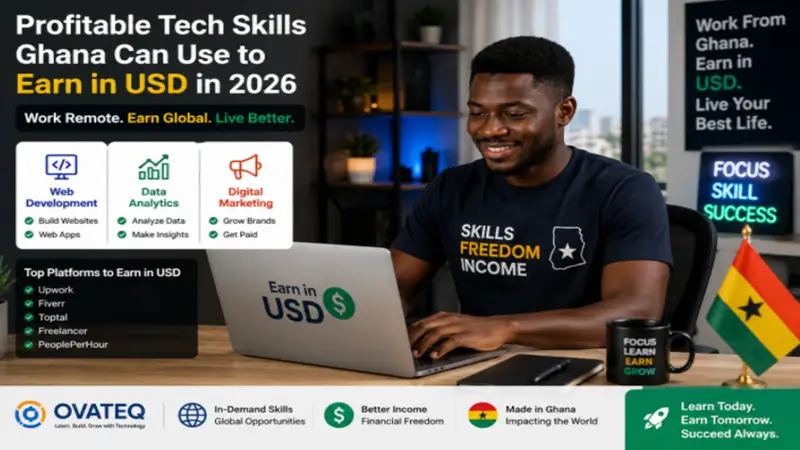 Ghanaian freelancer working remotely using profitable tech skills in Ghana to earn in USD in 2026