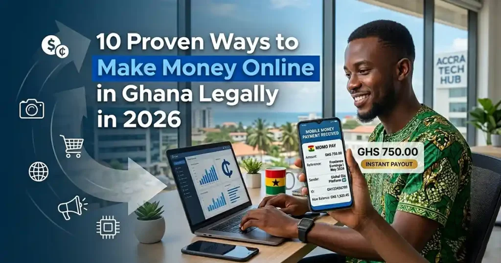 make money online in Ghana through freelancing on platforms like Upwork and Fiverr