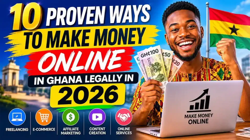 make money online in Ghana legally person using a laptop to earn income from home in Ghana